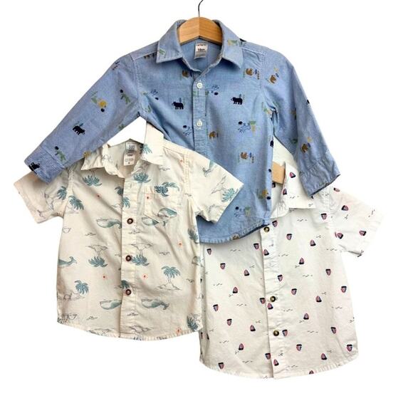 Carters's Set of 3 Short Sleeve Button Down Shirts Different Prints 18M - Picture 1 of 10